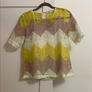 Suncoo lace-like 3-colour blouse